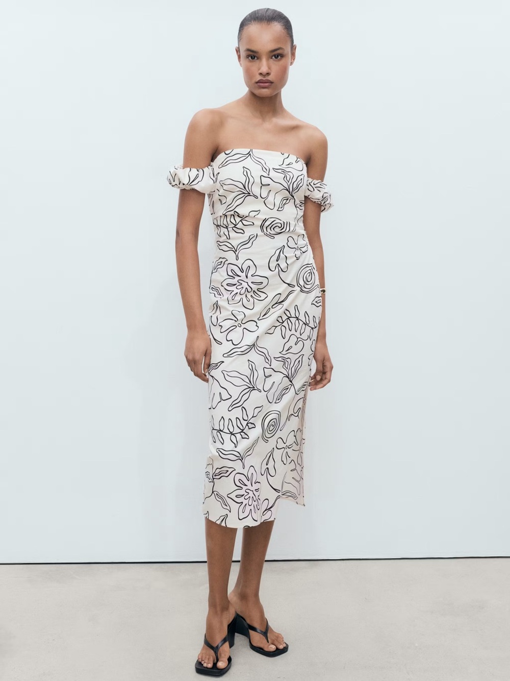 Mango White strapless floral dress NWT